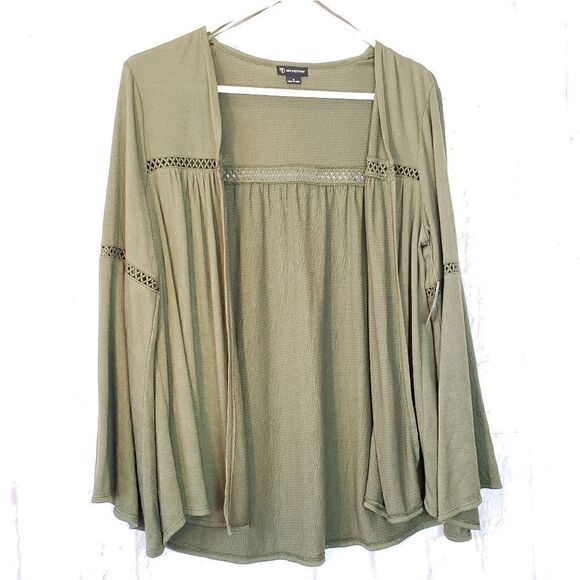 NEW DIRECTIONS Olive Green Open-Front Top - Picture 1 of 6
